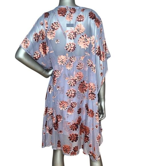 For Love & Lemons Purple Floral Mini Slip Dress & Sheer Kimono Duster Set O/S & - Picture 6 of 15